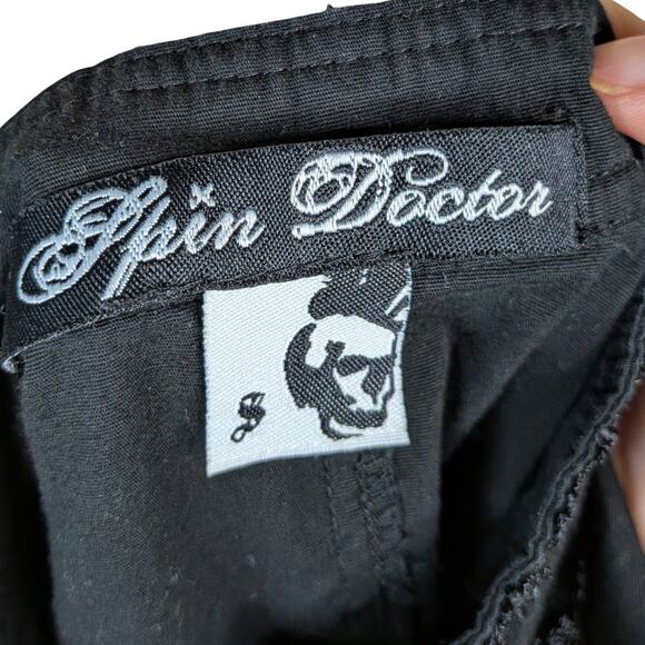 Spin Doctor UK Black Floral Lace Velvet Victorian Gothic Button Down Shirt SZ S - Picture 7 of 8